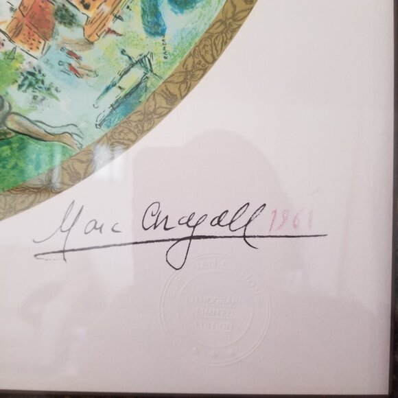 Paris Marc Shagal 30"x29" framed signed number authenticated limited lithograph! - Picture 6 of 12